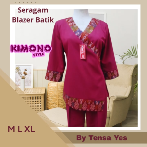 Stelan Jas Blazer Batik & Celana Bahan Katun oleh Tensa Yes