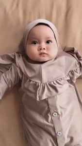Gamis Bayi Perempuan Newborn Bilqis 0-6 Bulan, 6-12 Bulan, dan 12-18 Bulan