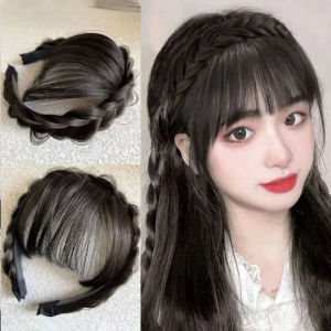 Synthetic Wig Bangs Neat Fringe Bands with Row Braids Hair Extension Hairpieces