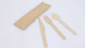 3pcs/1set 10set Wooden Spoon and Fork Set Bamboo Wooden Disposable Spoon Fork Knife Catering
