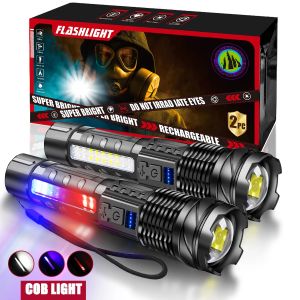 Rechargeable LED Flashlights Zoomable Torch with 18650 Battery 7Modes Waterproof High Power Hand LightFor Outdoor Camping Hiking