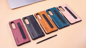 Samsung Galaxy Z Fold 5  4 3 Z Fold 5  Slim Design with Pen Holder Anti-Drop Cover Premium Leather Case