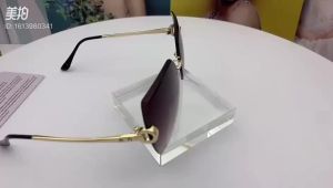 Penghantaran dari China [2025] Cermin Mata Hitam Tanpa Bingkai Fesyen Baharu untuk Wanita dengan Tatah Berlian Cermin Mata Hitam Selebriti Internet Bera Cermin Mata Snap Jalan Fesyen TikTok 3.1