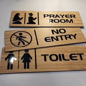 Wooden Texture Acrylic Sign Type B Washroom Surau No Smooking Meeting Toilet Pull Push