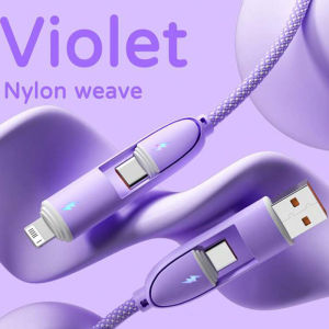 With 4 in 1 Super Fast Charging Digital Line Dual Drag with Two Type-C to Use for iPhone 11-15 for Consumer Electronics