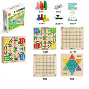 TONGMUXING | Checkers Chess Gobang Wooden Portable Desktop Game