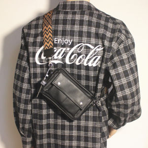 Threebox New Trendy Mens Casual Shoulder Bag Korean Style Leather Messenger Bag Fashion Mobile Phone Bag Small Backpack