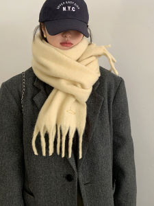 ผ้าพันคอสีพื้นผสมขนสัตว์สำหรับผู้หญิงในฤดูหนาว ผ้าคลุมไหล่แบบอเนกประสงค์ อบอุ่น หรูหรา สีเขียว ผ้าคลุมคอแบบอเนกประสงค์