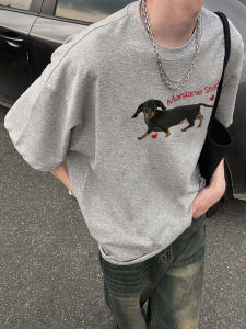 Áo Thun Cotton Tay Ngắn Dáng Rộng Phong Cách Mỹ Cho Nam Mùa Hè Thiết Kế Tay Thường in Họa Tiết Hoạt Hình Thường Ngày