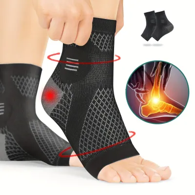 1Pair Ankle Compression SocksCompression Foot Sleeves with Arch And Ankle SupportOpen-Toe Design Neuropathy Socks