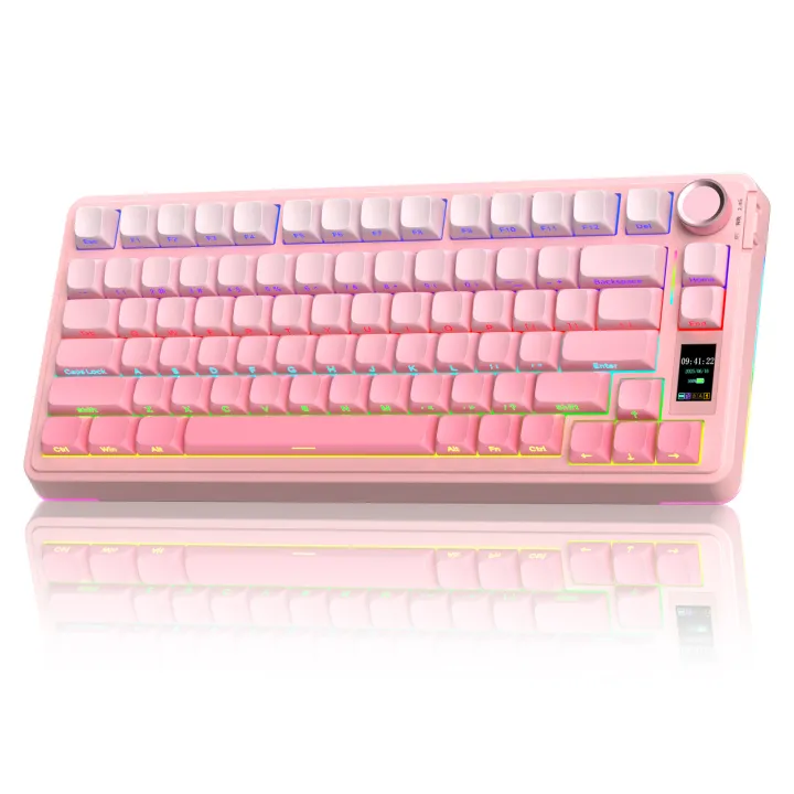 AULA S75 Pro Tri-mode Customized Mechanical Keyboard With Display Screen Wired/Bluetooth/2.4G Connection Hot Plug Game Keyboard RGB Light Adjustable For