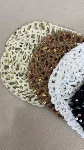 Fashion Vintage Sequined Hollow Pullover Hats Women Spring Summer Travel Photo Atmosphere Versatile Casual Y2K Knit Beanie Hat