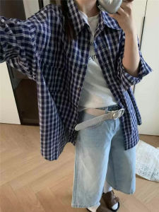 Áo Khoác Sơ Mi Chống Nắng Bằng Vải Lanh Cotton Mùa Hè Mỏng Dài Tay Rộng Rãi Cho Nữ Áo Khoác Ngoài Cổ Polo Họa Tiết Kẻ Caro