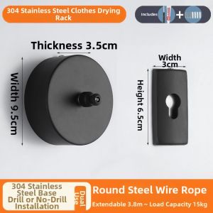 Balcony Black Retractable Nylon Clothesline