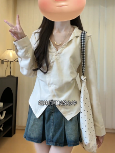 Áo Sơ Mi Ren Tay Dài Cỡ Lớn Kiểu Pháp Che Giấu Mỡ Giảm Béo Thiết Kế Mới Năm 2025 Eo Nhỏ Gọn Cho Nữ