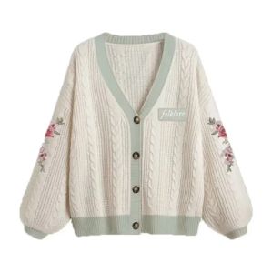 Bettys Garden Cardigan with Floral Embroidered Folklore Patch Cosy Knitted Sweater TS Cardigan Folklore Women TayTay Fan-made