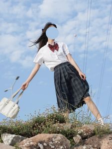 กระโปรงจีบลายสก็อต JK เรียบหรู กระโปรงทรงเอเอวสูง ผ้าฝ้ายผสม 330 กรัม กระโปรงสั้นฤดูหนาว 2023 สำหรับผู้หญิงอายุ 18-24 ปี