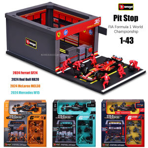 Bburago 1:43 2024 Red Bull RB20 Ferrari SF24 Mercedes W15 McLaren MCL38 DIY Pit Stop alloy luxury car die cast car model toy