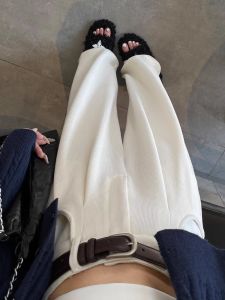 WANGGONGZHU | Princess Style Knitted Corduroy Wide Leg Pants Womens Autumn Winter Thickened Loose Slimming Casual Trousers High Waist Long Pants