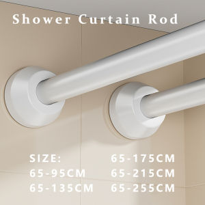 White 65-255cm Adjustable Stainless Steel Clothes Drying Rack No-Drill Telescopic Pole Curtain Rod for Balcony Bathroom
