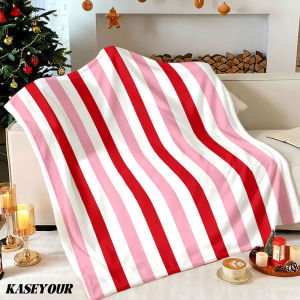 Beast Kingdom | Pink Red Stripes Winter Summer Flannel Blanket Throw Fleece Soft Fuzzy Plush Cozy Fleece Blankets for Sofa Ideal Gifts