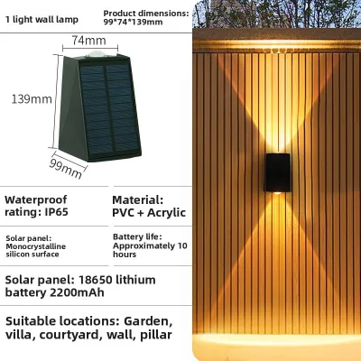 Solar Outdoor Waterproof Wall Light for Garden and Courtyard