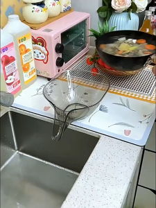 Baskom Tirisan Model Corong Wadah Peniris Cuci Buah Sayur Saringan Beras Akrilik Estetik Transparan