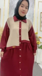 Gamis tania Kombinasi / Tania dress crinkle airflow kombinasi Masa kini / gamis lebaran 2025