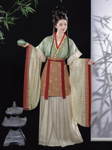 Original Hanfu Women's Jin Dynasty Style Large Sleeve Ruched Waist Ancient Costume Summer Fashion Traditional Chinese Clothing