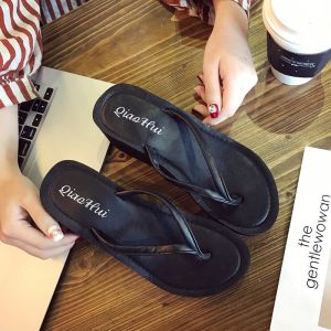 White High Heel Thong Slippers Womens Summer Fashion Outdoor Anti-slip Thick Bottom Slope Heel Beach Vacation Sandals