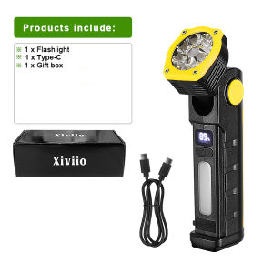 New Portable Multi-Function COB LED Work Light Magnetic Suspension Fixed Clip Seven-Mode Flashlight Type-C Rechargeable Torch