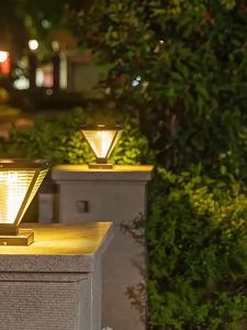 SXH  Solar Garden Lamp Outdoor Pillar Lamp Modern Minimalist Outdoor Waterproof Villa Garden Gate Pillar Wall Lamp