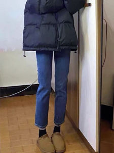 Blue Straight Leg Jeans Womens Spring Autumn New Style Small Size Eight Nine Ladies Smoke Tube Pants High Waist Casual Cotton Stretch Denim