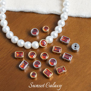 18K Gold Plated Round Spacer Beads Pendant DIY Bracelet Necklace Jewelry Accessories Traditional Technique Colorful Material