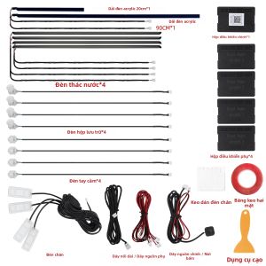Bộ Đèn LED Thác Nước Ô Tô Đèn Nền Acrylic 213 Màu Điều Khiển Từ Xa Bằng Ứng Dụng Đèn Khí Quyển Symphony 6/10/14/18 Inch Cho Xe Hơi