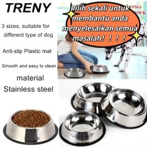 TRENY Stainless Steel Pet Bowl Anti Slip Dog Cat Puppy Food Holder Water Feeder Feeding Dish 3 Sizes