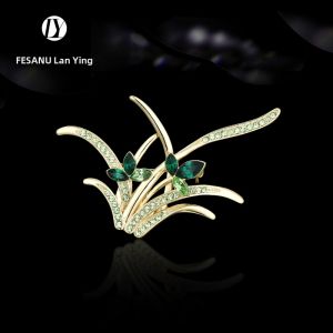 FESANU | Original Unique Ziwiegrass Crystal Chest Brooch