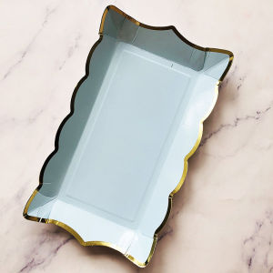 Disposable Rectangular Paper Pallet Birthday Party Cold Meal Table Gilding Pure Color Picnic Plate Dessert Bar Layout