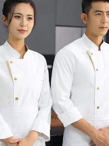 COD Chef Uniform Cotton M-2XL For Men/Women Long Sleeve Chef Jacket Catering Uniform Waiter Uniform Breathable Kitchen Uniform Black/White Workwear Menswear uniform