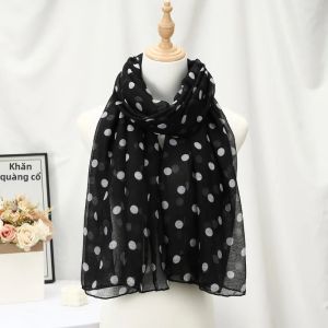 Khăn Choàng Dài Chấm Bi Bali Yarn Màu Đen Trắng Chất Liệu Cotton Kiểu Dáng Thường Ngày Dành Cho Nữ Size Trẻ Em Dùng Được Quanh Năm