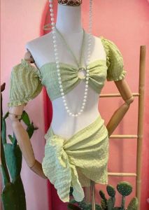 Set bikini 3 mảnh tay bèo chất thun xốp siêu xịn.