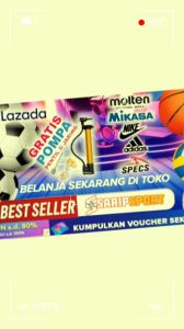 Bola Voli Outdoor V300W Size 5 Warna Gold/Biru dengan Pompa dan Jaring