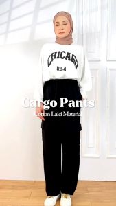 BAJU RAYA 2024 MK Cargo pants women Multi Pocket Cotton Laici Straight Cut Long Pants seluar cargo perempuan [P5/251]