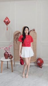 Lian Crop Top Atasan Wanita Tangan Pendek Imlek Orecca