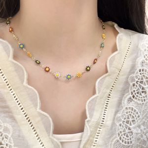 C.three Summer Colored Daisy Necklace Female Niche Collarbone Chain Fresh Versatile Neck Chain