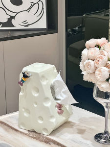 กล่องใส่กระดาษเช็ดหน้าสไตล์ INS ที่สร้างสรรค์ กล่องใส่ผ้าเช็ดหน้าแบบหรูหราสำหรับร้านอาหารและห้องนั่งเล่น กล่องกระดาษเช็ดหน้าในห้องน้ำ