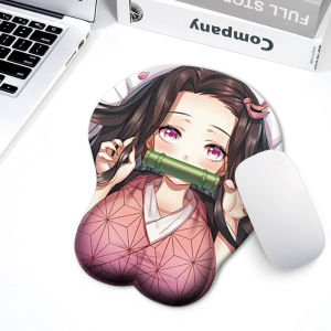 3D Anime Demon Slayer Nezuko Silicone Wrist Rest Mousepad for Men Gaming Computer Soft Pad Shock Resistant Anti-Skidding