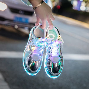 Waterproof LED Glowing Shoes for Women USB Rechargeable Night Light Shoes Korean Style Fluorescent Couple Ghost Step Shoes