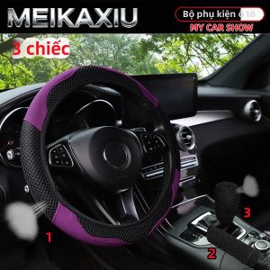 3 CÁI 38CM Vải Lưới PU Bọc Vô Lăng Ô Tô Không Viền Phanh Tay Gearshift Trang Trí Phụ Kiện Ô Tô