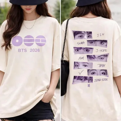 hot toys | BTS Eyes Close-up Graphic Unisex 100%Cotton Tshirt Kpop Boy Band Arirang 2026 World Tour Tee Fan Merch Womens Fashion Shirt
